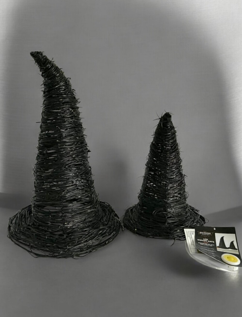 2-Woven Witch Hat with LED Lights and Timer